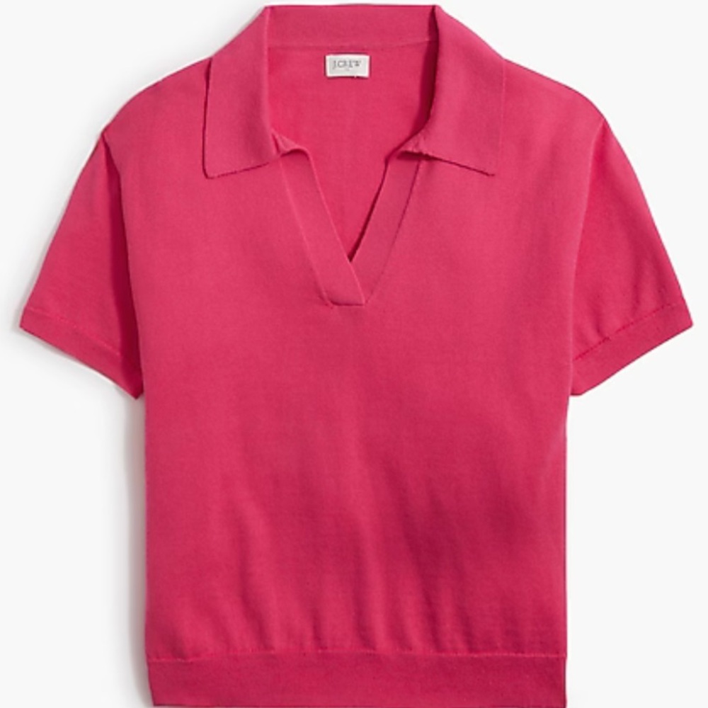 J. Crew Factory women’s pink short-sleeve cotton sweater polo (M) NWT